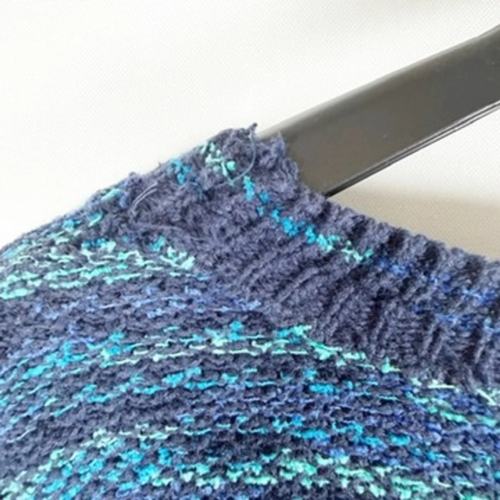 Tony Lambert Designs Blue Teal Marled Knit Sweater Cotton Bld VTG Mens size XL